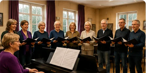 Leden van Zanggroep Spontaan tijdens een repetitie